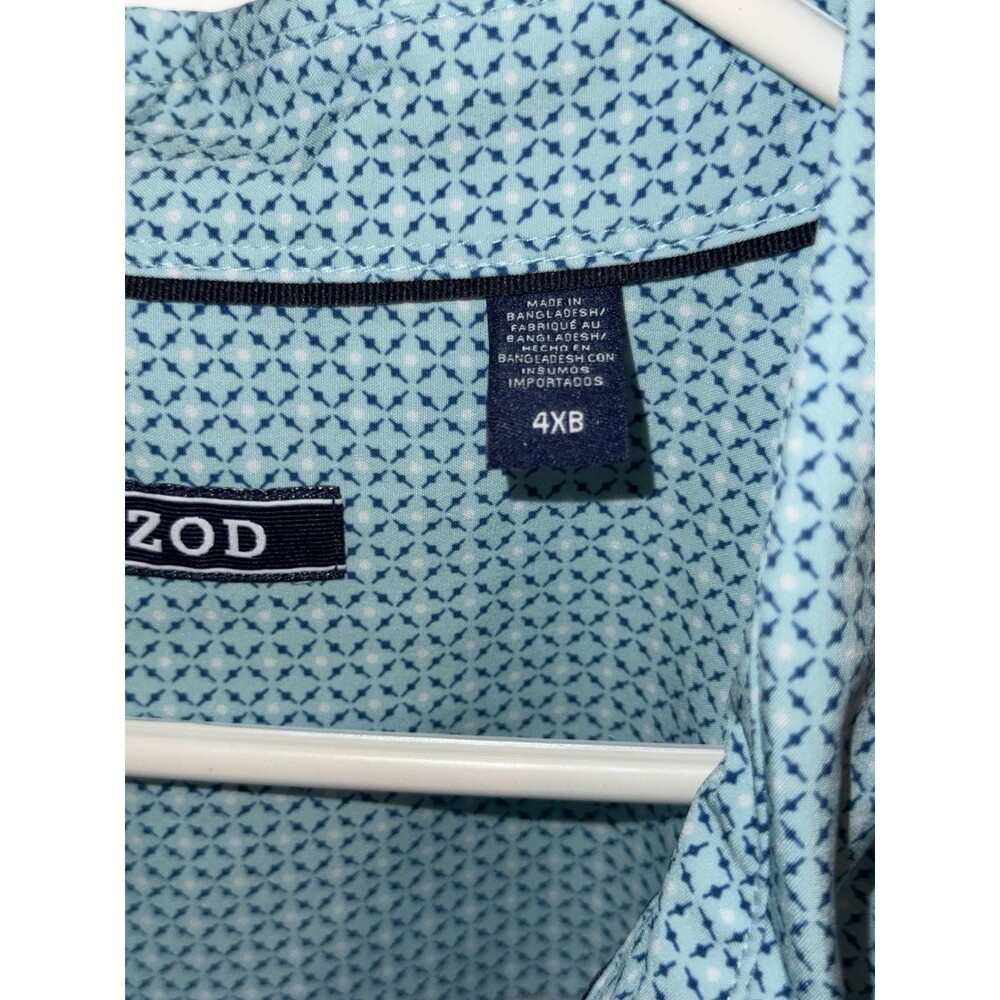 NWT Izod Mens 4XB Blue Geometric Print Breeze Short Sleeve Button Down Shirt - Picture 3 of 4